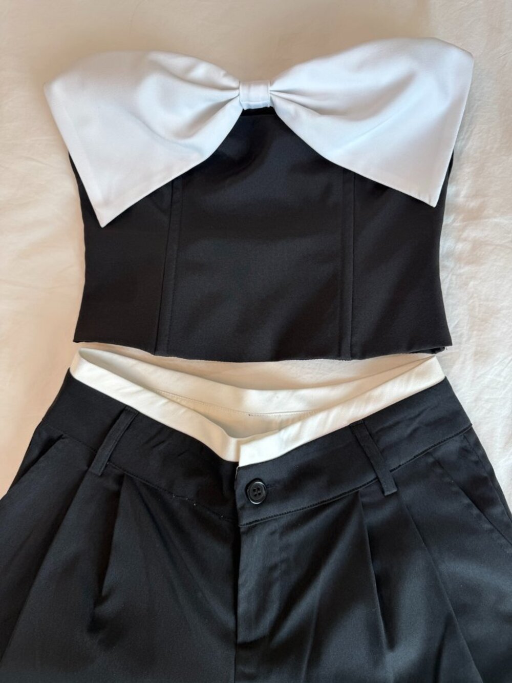 ALL THE WAYS Mila Top XS & Ava Trousers XXS Black White Set